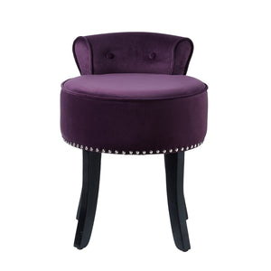 HomeRoots 18" Velvet Tufted Round Footstool in Purple and Black – Chic, Multi-Functional Accent for Any Room 631865