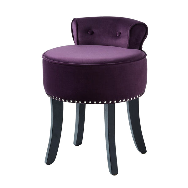 HomeRoots 18" Velvet Tufted Round Footstool in Purple and Black – Chic, Multi-Functional Accent for Any Room 631865