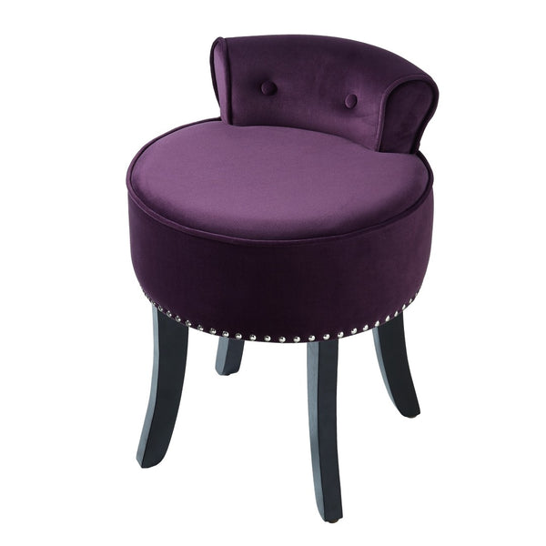 HomeRoots 18" Velvet Tufted Round Footstool in Purple and Black – Chic, Multi-Functional Accent for Any Room 631865