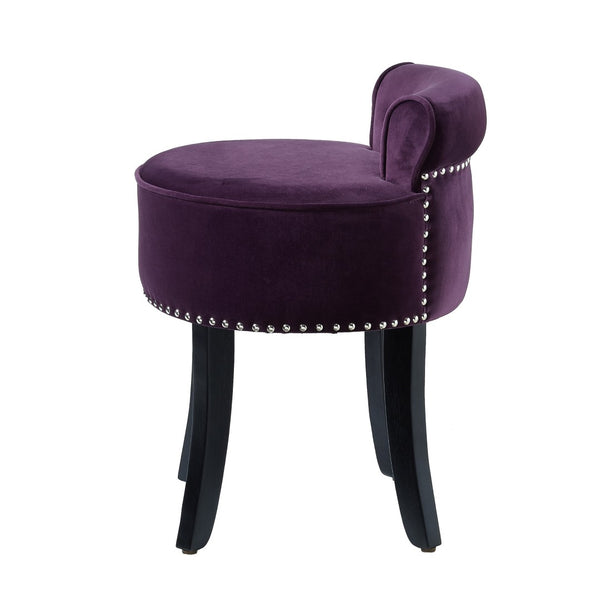 HomeRoots 18" Velvet Tufted Round Footstool in Purple and Black – Chic, Multi-Functional Accent for Any Room 631865