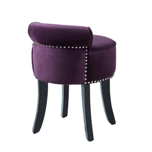 HomeRoots 18" Velvet Tufted Round Footstool in Purple and Black – Chic, Multi-Functional Accent for Any Room 631865