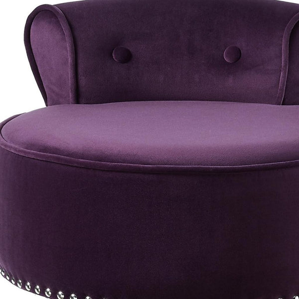 HomeRoots 18" Velvet Tufted Round Footstool in Purple and Black – Chic, Multi-Functional Accent for Any Room 631865