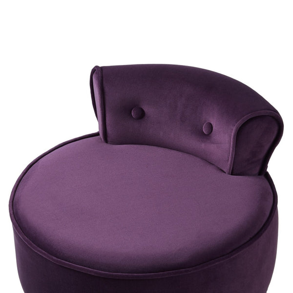 HomeRoots 18" Velvet Tufted Round Footstool in Purple and Black – Chic, Multi-Functional Accent for Any Room 631865