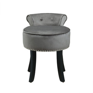 HomeRoots 18" Plush Light Gray Velvet Tufted Round Footstool - Versatile Ottoman for Stylish Living Spaces 631866