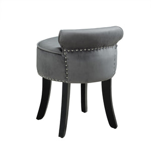 HomeRoots 18" Plush Light Gray Velvet Tufted Round Footstool - Versatile Ottoman for Stylish Living Spaces 631866