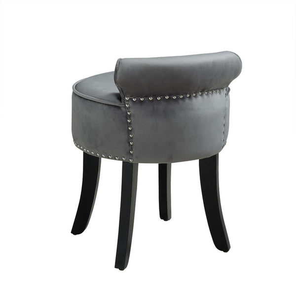 HomeRoots 18" Plush Light Gray Velvet Tufted Round Footstool - Versatile Ottoman for Stylish Living Spaces 631866