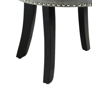 HomeRoots 18" Plush Light Gray Velvet Tufted Round Footstool - Versatile Ottoman for Stylish Living Spaces 631866