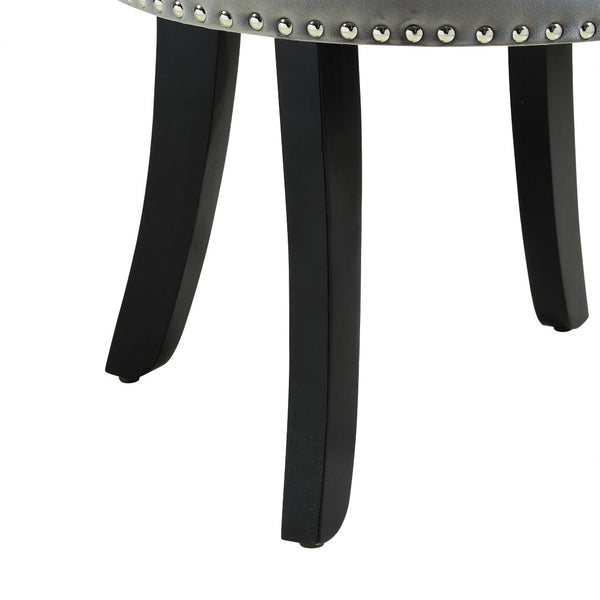 HomeRoots 18" Plush Light Gray Velvet Tufted Round Footstool - Versatile Ottoman for Stylish Living Spaces 631866