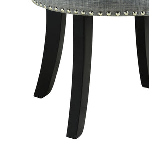 HomeRoots 18" Gray Linen Tufted Round Footstool - Stylish & Versatile Ottoman for Living Rooms & Bedrooms 631867