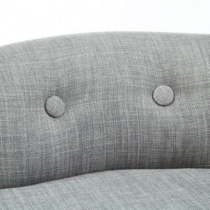 HomeRoots 18" Gray Linen Tufted Round Footstool - Stylish & Versatile Ottoman for Living Rooms & Bedrooms 631867