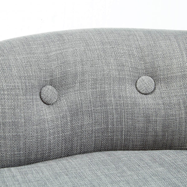 HomeRoots 18" Gray Linen Tufted Round Footstool - Stylish & Versatile Ottoman for Living Rooms & Bedrooms 631867