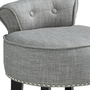 HomeRoots 18" Gray Linen Tufted Round Footstool - Stylish & Versatile Ottoman for Living Rooms & Bedrooms 631867