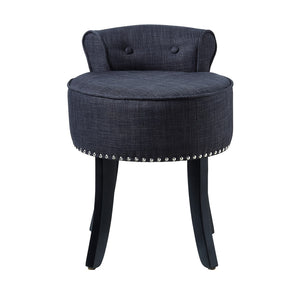 HomeRoots 18" Modern Dark Gray Linen Tufted Round Footstool - Stylish Ottoman for Any Living Space & Functionality 631868