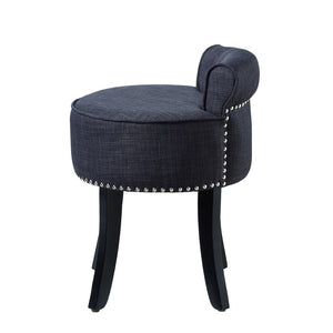 HomeRoots 18" Modern Dark Gray Linen Tufted Round Footstool - Stylish Ottoman for Any Living Space & Functionality 631868