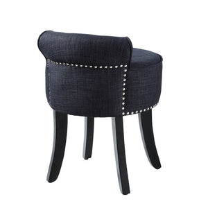 HomeRoots 18" Modern Dark Gray Linen Tufted Round Footstool - Stylish Ottoman for Any Living Space & Functionality 631868