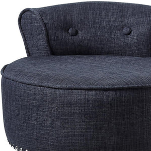 HomeRoots 18" Modern Dark Gray Linen Tufted Round Footstool - Stylish Ottoman for Any Living Space & Functionality 631868
