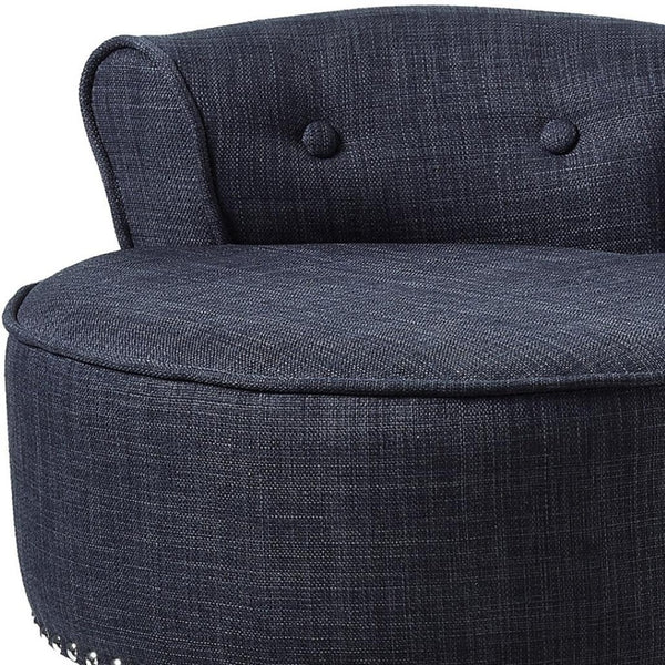 HomeRoots 18" Modern Dark Gray Linen Tufted Round Footstool - Stylish Ottoman for Any Living Space & Functionality 631868