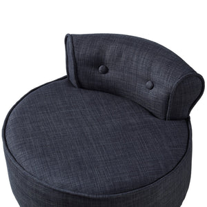 HomeRoots 18" Modern Dark Gray Linen Tufted Round Footstool - Stylish Ottoman for Any Living Space & Functionality 631868