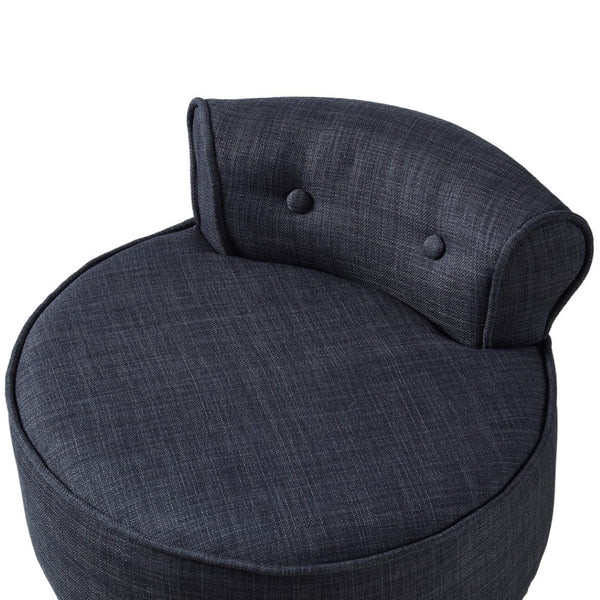 HomeRoots 18" Modern Dark Gray Linen Tufted Round Footstool - Stylish Ottoman for Any Living Space & Functionality 631868