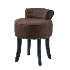 HomeRoots 18" Brown and Black Tufted Round Footstool - Modern, Versatile Accent for Living Room & Bedroom Use 631869