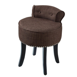HomeRoots 18" Brown and Black Tufted Round Footstool - Modern, Versatile Accent for Living Room & Bedroom Use 631869