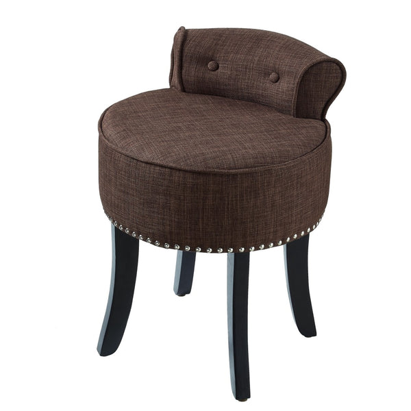 HomeRoots 18" Brown and Black Tufted Round Footstool - Modern, Versatile Accent for Living Room & Bedroom Use 631869
