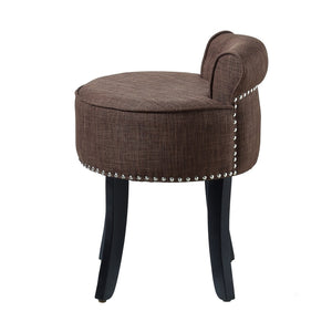 HomeRoots 18" Brown and Black Tufted Round Footstool - Modern, Versatile Accent for Living Room & Bedroom Use 631869