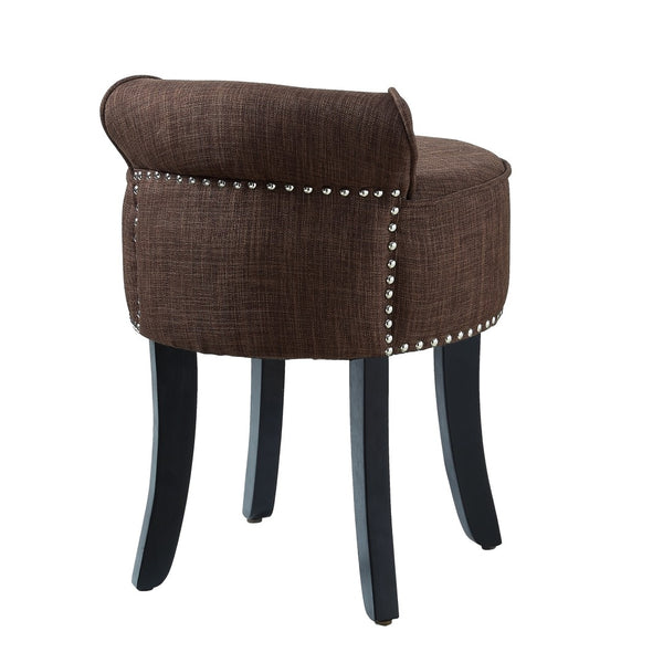 HomeRoots 18" Brown and Black Tufted Round Footstool - Modern, Versatile Accent for Living Room & Bedroom Use 631869