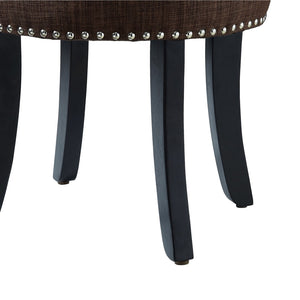 HomeRoots 18" Brown and Black Tufted Round Footstool - Modern, Versatile Accent for Living Room & Bedroom Use 631869