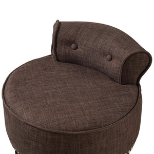 HomeRoots 18" Brown and Black Tufted Round Footstool - Modern, Versatile Accent for Living Room & Bedroom Use 631869