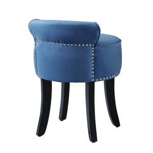 HomeRoots 18" Slate Blue Velvet Tufted Round Footstool - Elegant Accent Piece for Living Room & Bedroom Comfort 631870
