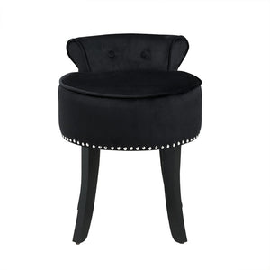 HomeRoots 18" Black Velvet Tufted Round Footstool - Modern Accent for Comfort, Versatility & Stylish Living Spaces 631871