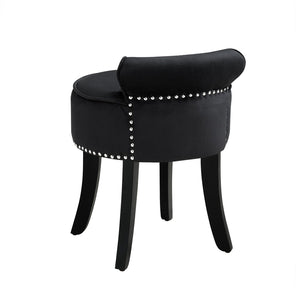 HomeRoots 18" Black Velvet Tufted Round Footstool - Modern Accent for Comfort, Versatility & Stylish Living Spaces 631871