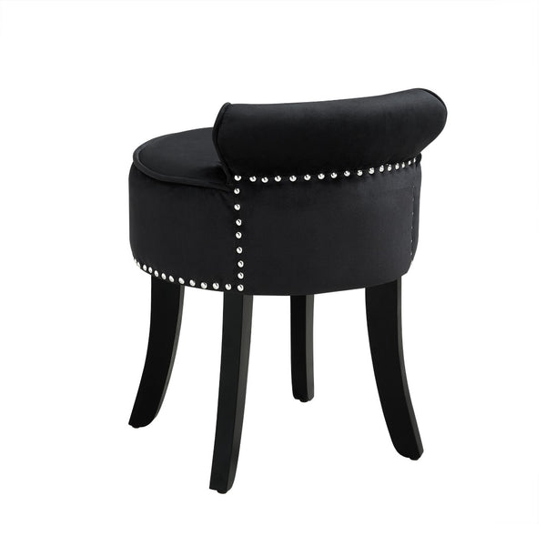 HomeRoots 18" Black Velvet Tufted Round Footstool - Modern Accent for Comfort, Versatility & Stylish Living Spaces 631871