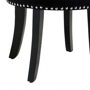 HomeRoots 18" Black Velvet Tufted Round Footstool - Modern Accent for Comfort, Versatility & Stylish Living Spaces 631871