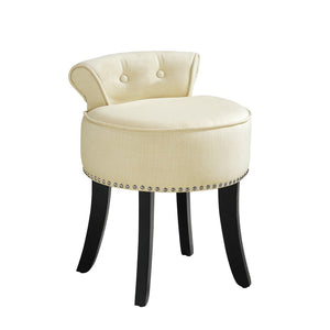 HomeRoots 18" Cream Linen Tufted Round Footstool – Stylish Multi-Use Accent for Living Rooms and Bedrooms 631872