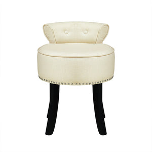 HomeRoots 18" Cream Linen Tufted Round Footstool – Stylish Multi-Use Accent for Living Rooms and Bedrooms 631872