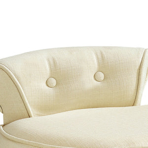HomeRoots 18" Cream Linen Tufted Round Footstool – Stylish Multi-Use Accent for Living Rooms and Bedrooms 631872