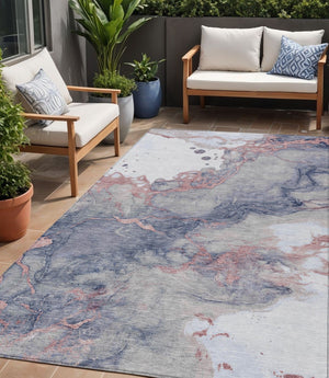 HomeRoots 5' Blush and Gray Abstract Area Rug - Stylish, Washable, Durable for Indoor and Outdoor Use 5' X 8' 631874