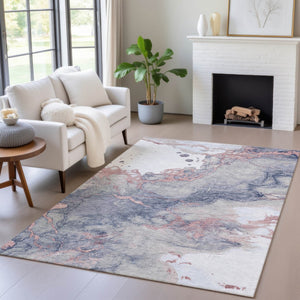 HomeRoots 5' Blush and Gray Abstract Area Rug - Stylish, Washable, Durable for Indoor and Outdoor Use 5' X 8' 631874