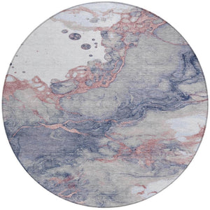 HomeRoots 5' Blush and Gray Abstract Area Rug - Stylish, Washable, Durable for Indoor and Outdoor Use 8' Round 631875