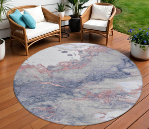 HomeRoots 5' Blush and Gray Abstract Area Rug - Stylish, Washable, Durable for Indoor and Outdoor Use 8' Round 631875