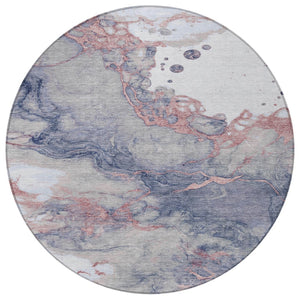 HomeRoots 5' Blush and Gray Abstract Area Rug - Stylish, Washable, Durable for Indoor and Outdoor Use 8' Round 631875