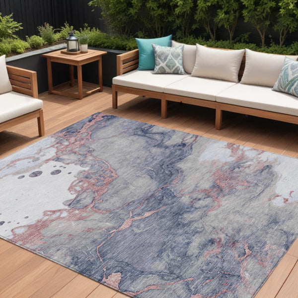 HomeRoots 5' Blush and Gray Abstract Area Rug - Stylish, Washable, Durable for Indoor and Outdoor Use 8' X 10' 631876
