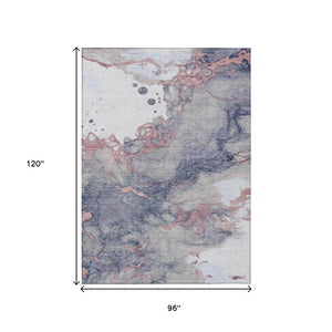 HomeRoots 5' Blush and Gray Abstract Area Rug - Stylish, Washable, Durable for Indoor and Outdoor Use 8' X 10' 631876