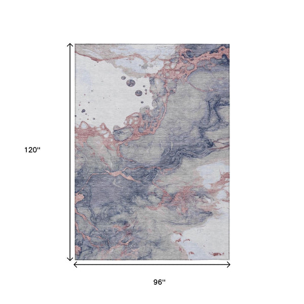 HomeRoots 5' Blush and Gray Abstract Area Rug - Stylish, Washable, Durable for Indoor and Outdoor Use 8' X 10' 631876