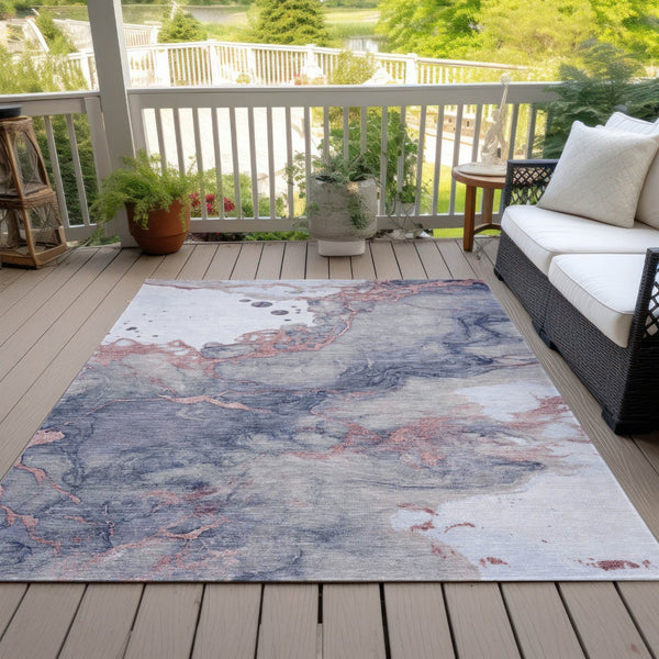 HomeRoots 5' Blush and Gray Abstract Area Rug - Stylish, Washable, Durable for Indoor and Outdoor Use 8' X 10' 631876