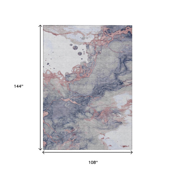 HomeRoots 5' Blush and Gray Abstract Area Rug - Stylish, Washable, Durable for Indoor and Outdoor Use 9' X 12' 631877