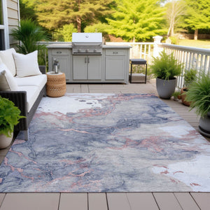 HomeRoots 5' Blush and Gray Abstract Area Rug - Stylish, Washable, Durable for Indoor and Outdoor Use 9' X 12' 631877