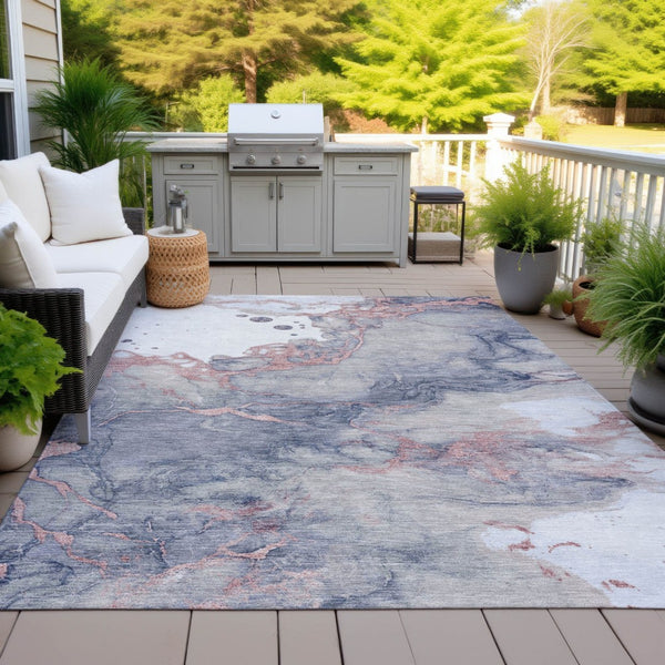 HomeRoots 5' Blush and Gray Abstract Area Rug - Stylish, Washable, Durable for Indoor and Outdoor Use 9' X 12' 631877